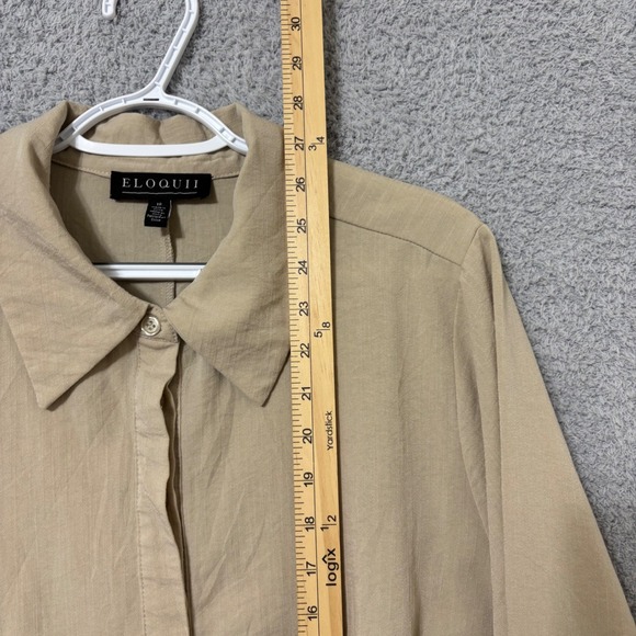 Work Casual Wrap Blouse Beige Tie Front Lightweight Top 18 Eloquii - Picture 13 of 14